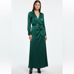 Zara Emerald Green Wrap Dress-Long Sleeve Midi, Limited Edition, Holiday Party